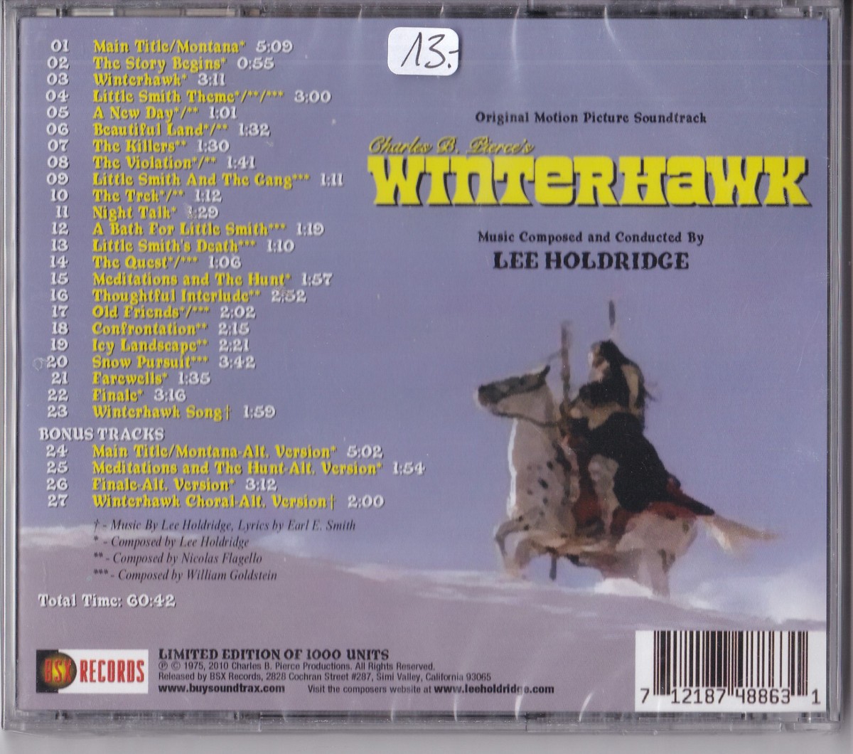 Witerhawk ｜ Lee Holdridge サントラ WINTERHAWK - ORIGINAL SOUNDTRACK BY LEE HOLDRIDGE | Buysoundtrax