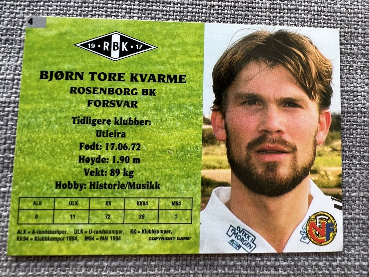 ROOKIE card 1995 Bjorn Tore Kvarme Liverpool Sociedad St