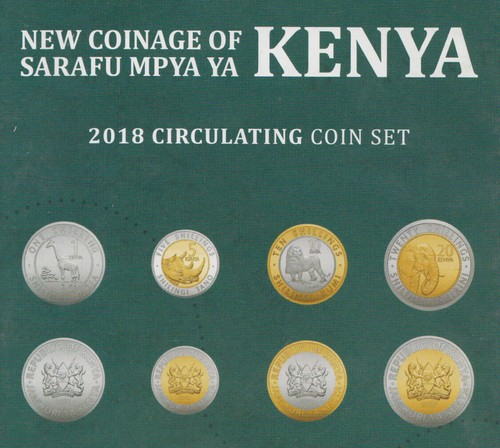 KENYA: Coins Set : 1, 5, 10, 20 SHILLINGS. 2018. All Mint with AFRICAN ANIMALS