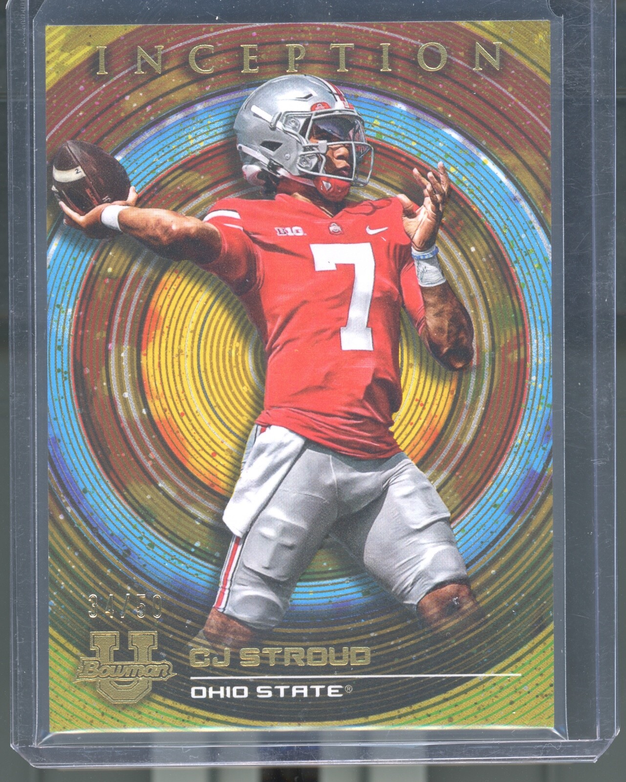 2022 Bowman U Inception CJ Stroud GOLD FOIL /50 Ohio State OSU Houston Texans