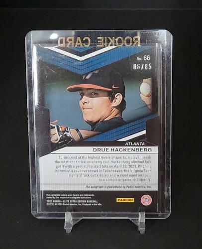 2023 Panini Elite Extra #66 Drue Hackenberg RC Auto Prospect /85 Braves - Picture 2 of 3