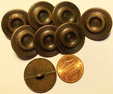 8 Antiqued Copper Tone Metal Shank Buttons 7/8" 23mm # 7423