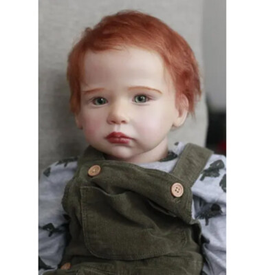 28'' Finished Reborn Baby Doll Vinyl Toddler Doll Rooted Short Hair Handmade Gift