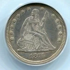 1876 Seated Liberty 25c Quarter - ANACS AU55 Details Cleaned