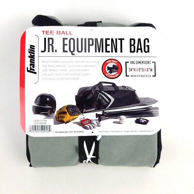 Sac D'équipement Franklin Tee Ball Jr. - 34x9x6 Pouces - Pour Batte, Gants, Balles - Noir/gris