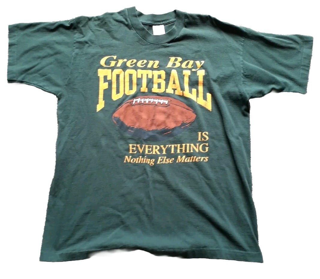Green Bay Shirt Mens XL Football Team Spellout Single Stitch