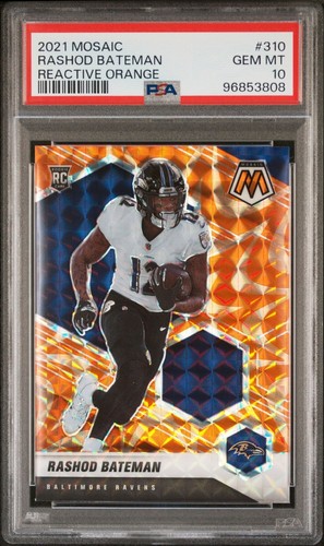 2021 Mosaic Rashod Bateman Rookie Reactive Orange Prizm SP PSA 10 RC