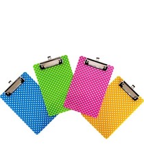 Mini Multicolored Clipboards, by Dondor 9" x 6", 4 Pack - Polka Dot