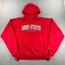 Vintage Champion Ohio State Buckeyes Hoodie Mens XL Red Fleece 50 50 Embroidered