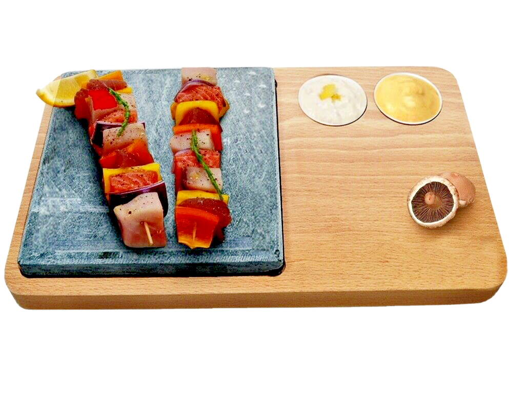 PIETRA OLLARE 20X20 QUADRA CON TAGLIERE LEGNO FAGGIO 39X29+2 CIOTOLINE M. ITALY