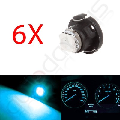 6PCS T5/T4.7 NEO WEDGE 5050 LED ICE BLUE A/C CLIMATE HEATER CONTROL LIGHTL LAMPS