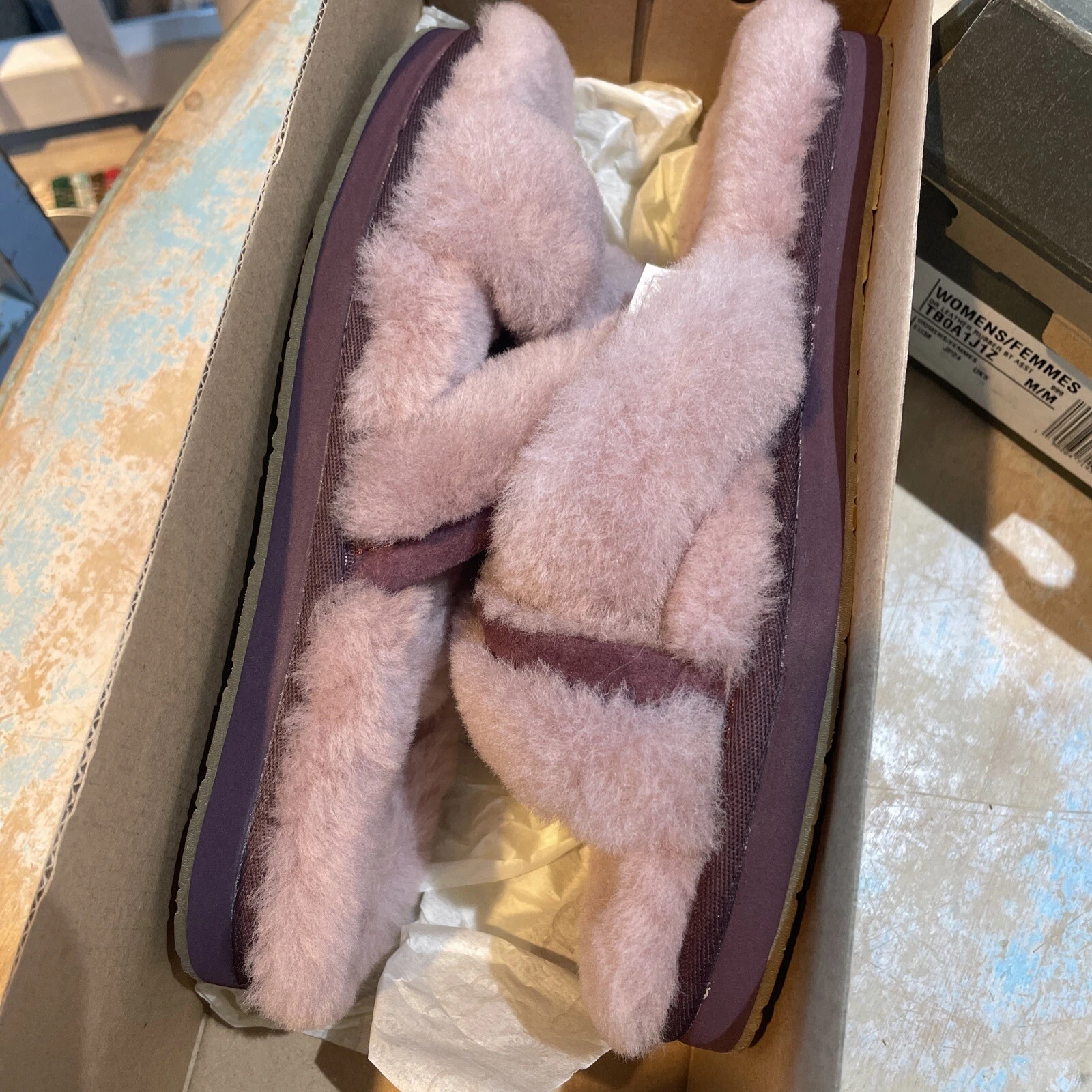 Sandali da donna UGG Abella 1017548 malva rosa polvere Mouton US 6 nuovi con scatola