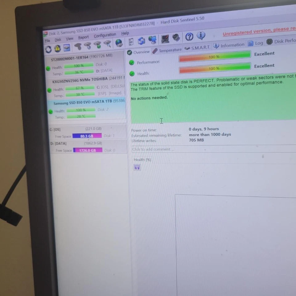 SAMSUNG 850 EVO mSATA 1TB MZ-M5E1T0 MZ-M5E1T0BW SSD 9 hours solid state drive - Image 4 of 4