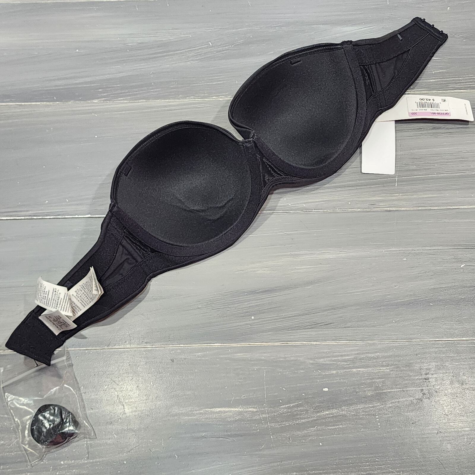 Calvin Klein Strapless Bra 32D Black Lightly Lined Constant QF5528 thumbnail 3
