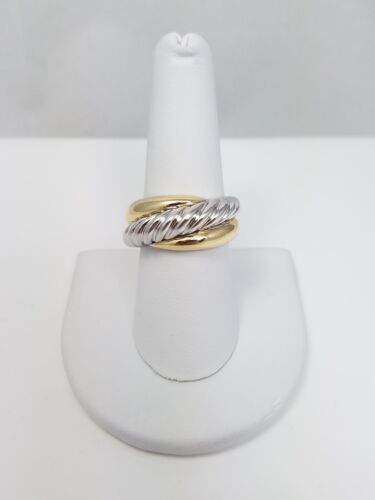 Modern 14k Two Tone Gold Ring Italy (9070)