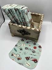 NEW napkins 10 reuseable baby wipes flannel cloth fabric Classic Car Convertible