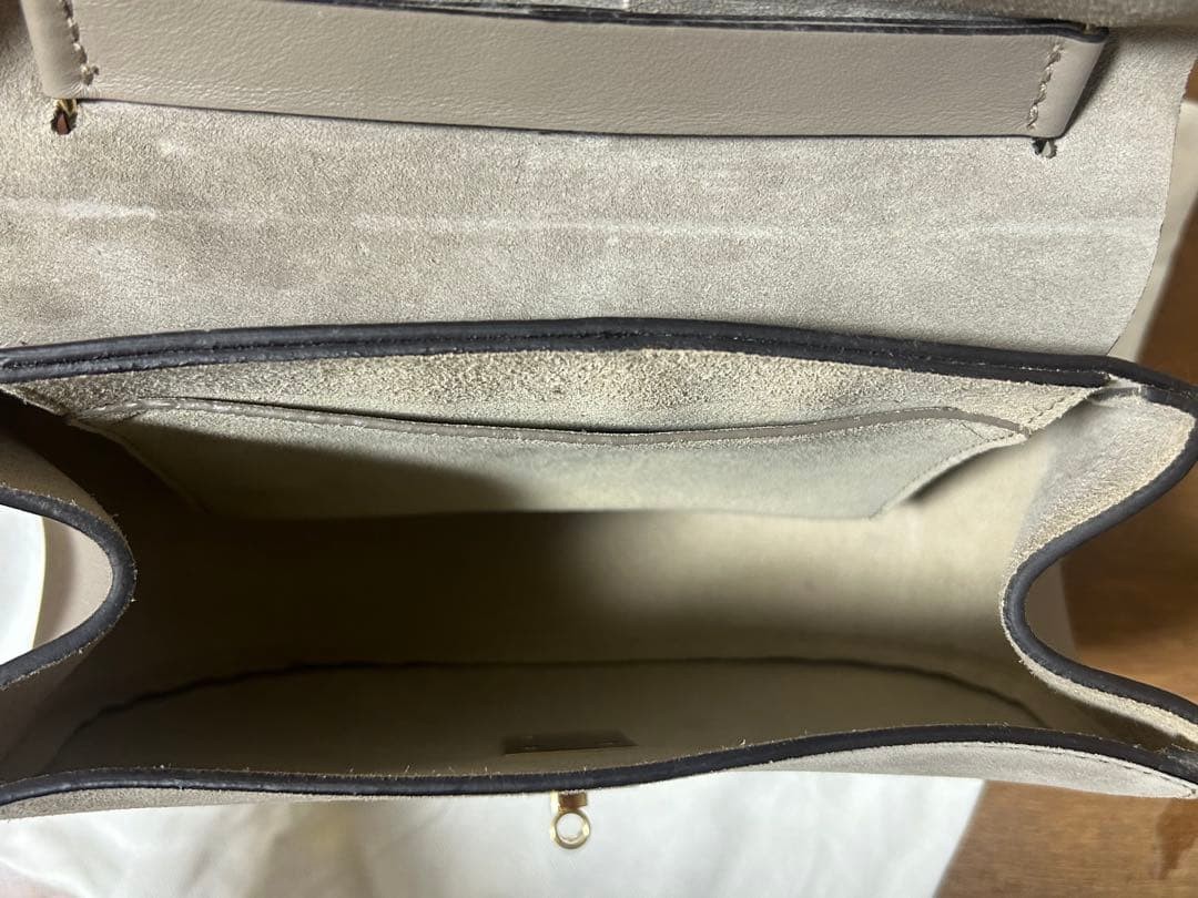 Chloe Drew Bag Shoulder Handbag Greige Suede Leather Vintage Dust