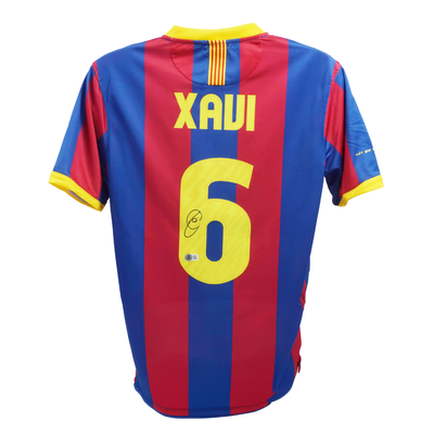 Xavi Hernandez Signed FC Barcelona Home Soccer Jersey #6 with