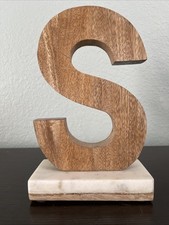 Home Decor Decorative letter Wooden  S  With Marble Base 9 Inches Tall Letter