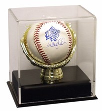 SINGLE BASEBALL ACRYLIC DISPLAY CASE with GOLD GLOVE