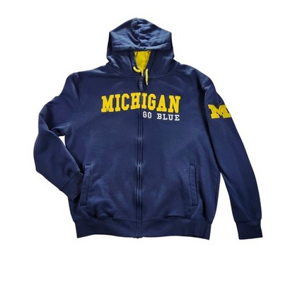 Stadium Athletics Michigan Hoodie Mens XL Blue Good Full Zip Go Blue Embroidered