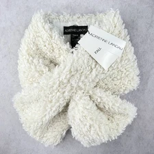 ADRIENNE LANDAU Faux Scarf Ivory Pull Through Plush Winter Scarf Womens OS