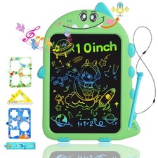 LCD Writing Tablet 10 Inch, Dinosaur Drawing Board Voice Recording Sound Green