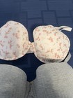 2 Laura Ashley Bras Size 42D Style #8403-16 1 Pink Floral 1 Grey — photo 2