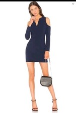 NWT Alice + Olivia Womens Dress Size 8 Sapphire Cold Shoulder Navy Zip Bodycon
