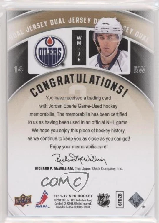 2011-12 SPx Winning Materials Jordan Eberle #WM-JE - Image 2 of 2