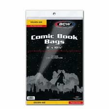 100 BCW Golden Age Thick Comic Book Bags 2 Mil Polypropylene Sleeves