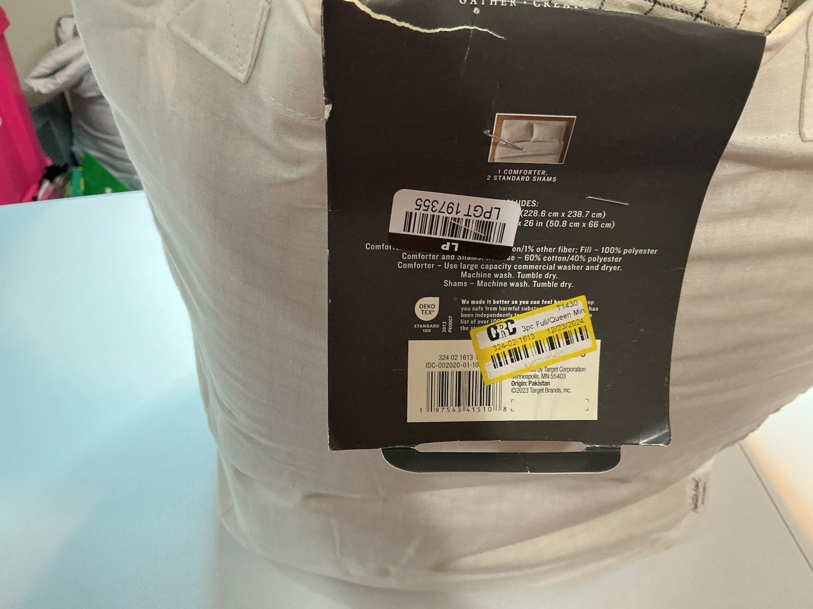 Hearth &Hand Magnolia  Mini Grid Stitch Comforter  Set Railroad 