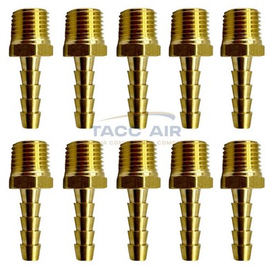 10 Pack 1/4'' ID Hose Barb x 1/4'' Male NPT Pipe Thread Brass Straight Fitting