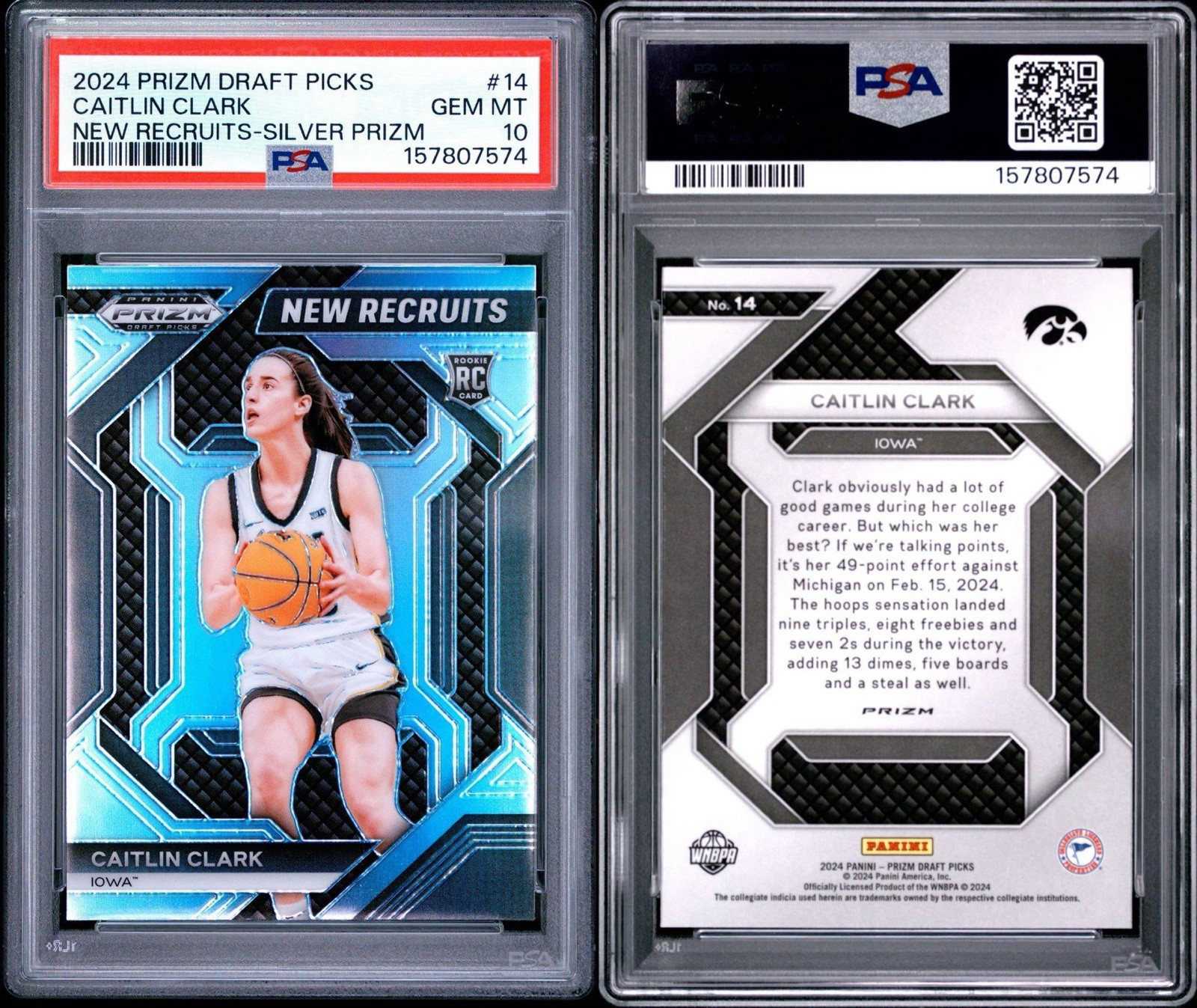 2024 PRIZM DRAFT PICKS CAITLIN CLARK NEW RECRUITS-SILVER PRIZM PSA 10 view 4