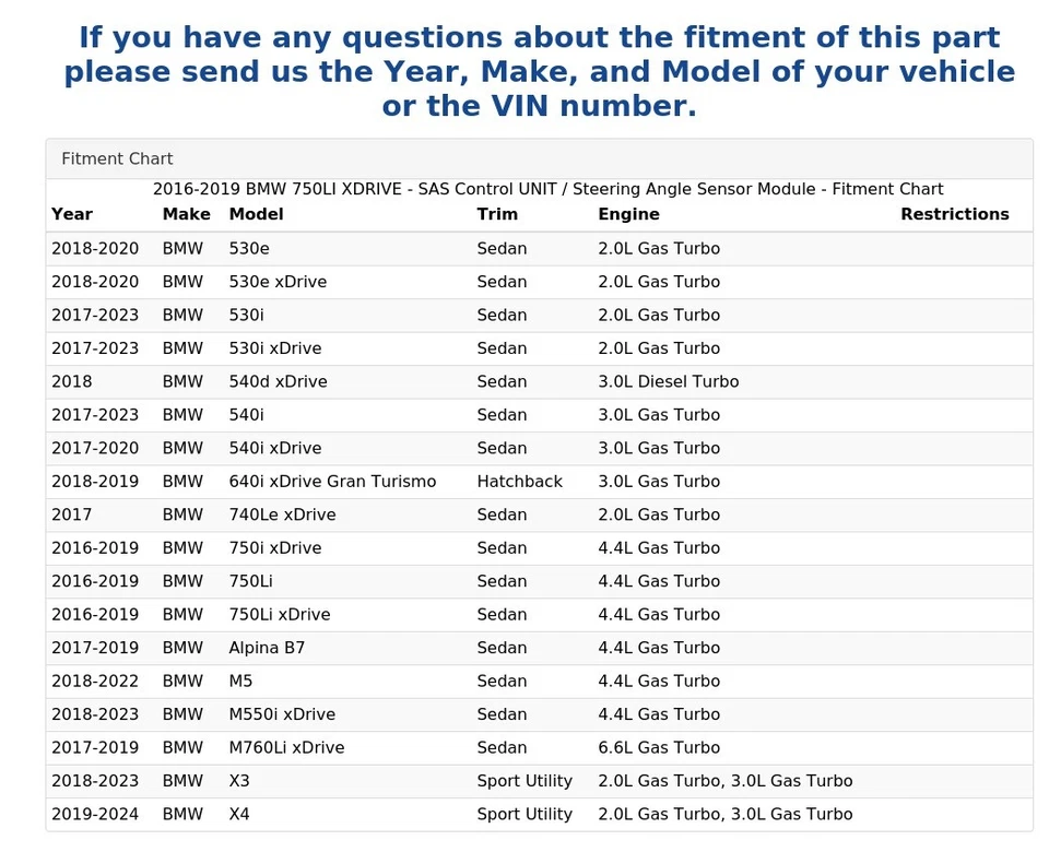 BMW 750LI XDRIVE 2016-2019 - Unidad de control SAS / Módulo de sensor de ángulo de dirección Foto 4 de 4