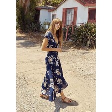 Christy Dawn The Autumn Dress in Navy Floral Size XS Wrap Dress Blue Floral