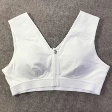 Tommie Copper Sports Bra Womens 3XL White Shoulder Support Active Gym Zip Front