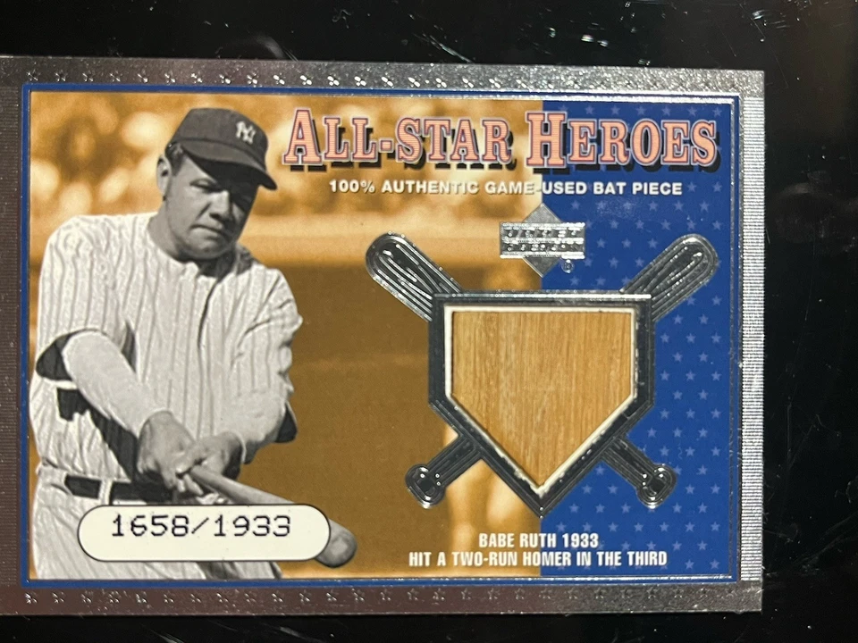 Babe Ruth 2001 Upper Deck ALL STAR HEROES JUEGO USADO BATE New York Yankees Foto 2 de 4