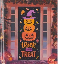 Pumpkin Halloween Door Cover Cute Halloween Outdoor Decoration Trick or Treat
