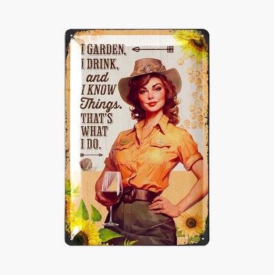 LANOLU Blechschild I Garden And Know Things Humor Retro - 20x30cm