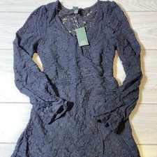 Women's Long Sleeve Brushed Lace Skater Dress - Wild Fable Black XS NWT