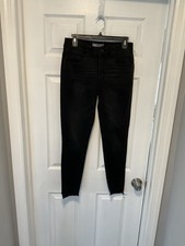 Democracy  Ab Technology  Black Denim Mid Rise Distressed Raw Hem Jeans Size 6