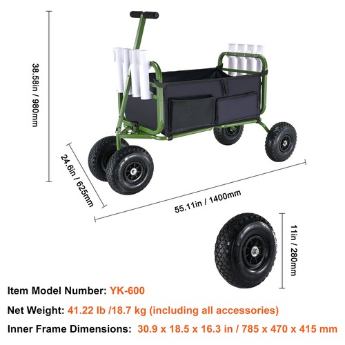 VEVOR Beach Fishing Cart Foldable Fishing Trolley 136 kg with Balloon Tires - Bild 7 von 12