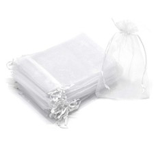 100Pcs Organza Bags 4x6 Inches, White Wedding Favor Bags with Drawstring, Sma...