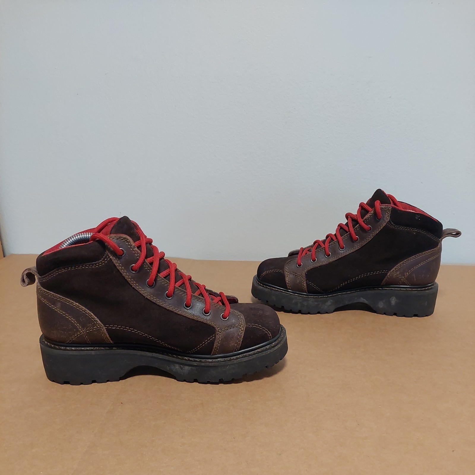 Vtg Y2K American Eagle Leather Lug Sole Platform Hiking Boots Shoe Women 8 Brown