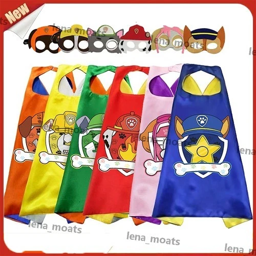 FINEDECO Paw Patrol Cape & Mask Set for Kids Fancy Dress Costume Chase, Skye, Marshall UK