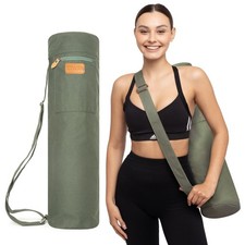 UDANA Yoga Mat Bag   Heavy Duty Canvas Carrier with 3 Pockets  Full Zip 