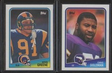 1988 Topps Football (x2 LOT) KEVIN GREENE CHRIS DOLEMAN RC Rookies HOF BW2
