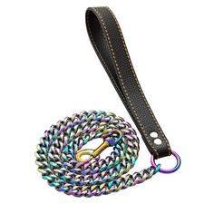 Chain Leash for Medium Large Dogs - Heavy Duty, Stainless Steel, Multicolored...