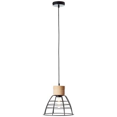 Brilliant Pendelleuchte Hängelampe Decke Uzo Schwarz Holz Ø28cm max. 40W E27 - Bild 1 von 4